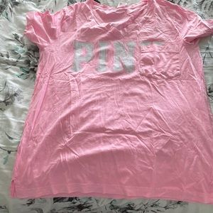 Pink tee vneck shirt